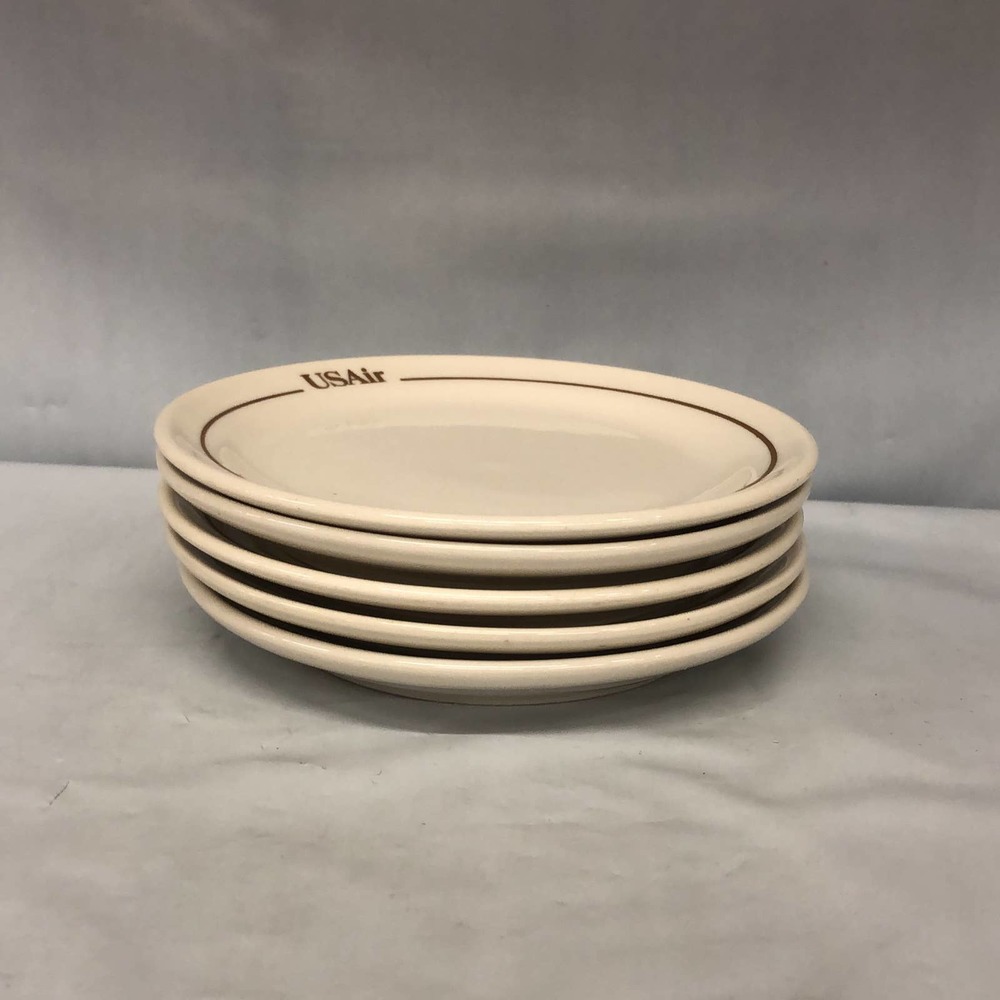 VTG USAir 5 Inch Plates Gold Rimmed Mayer OR ABCO China Set of 5 Kitchen Decor